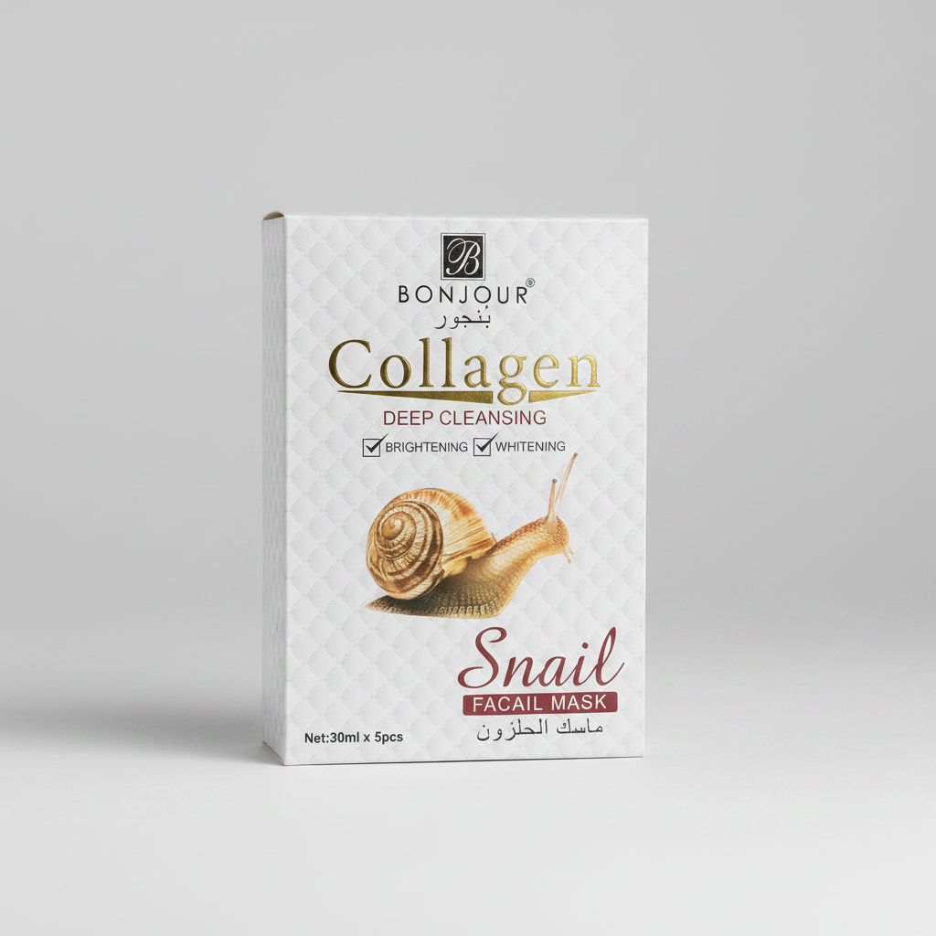Bonjour Collagen Snail Facial Mask | Brightening & Deep Cleansing